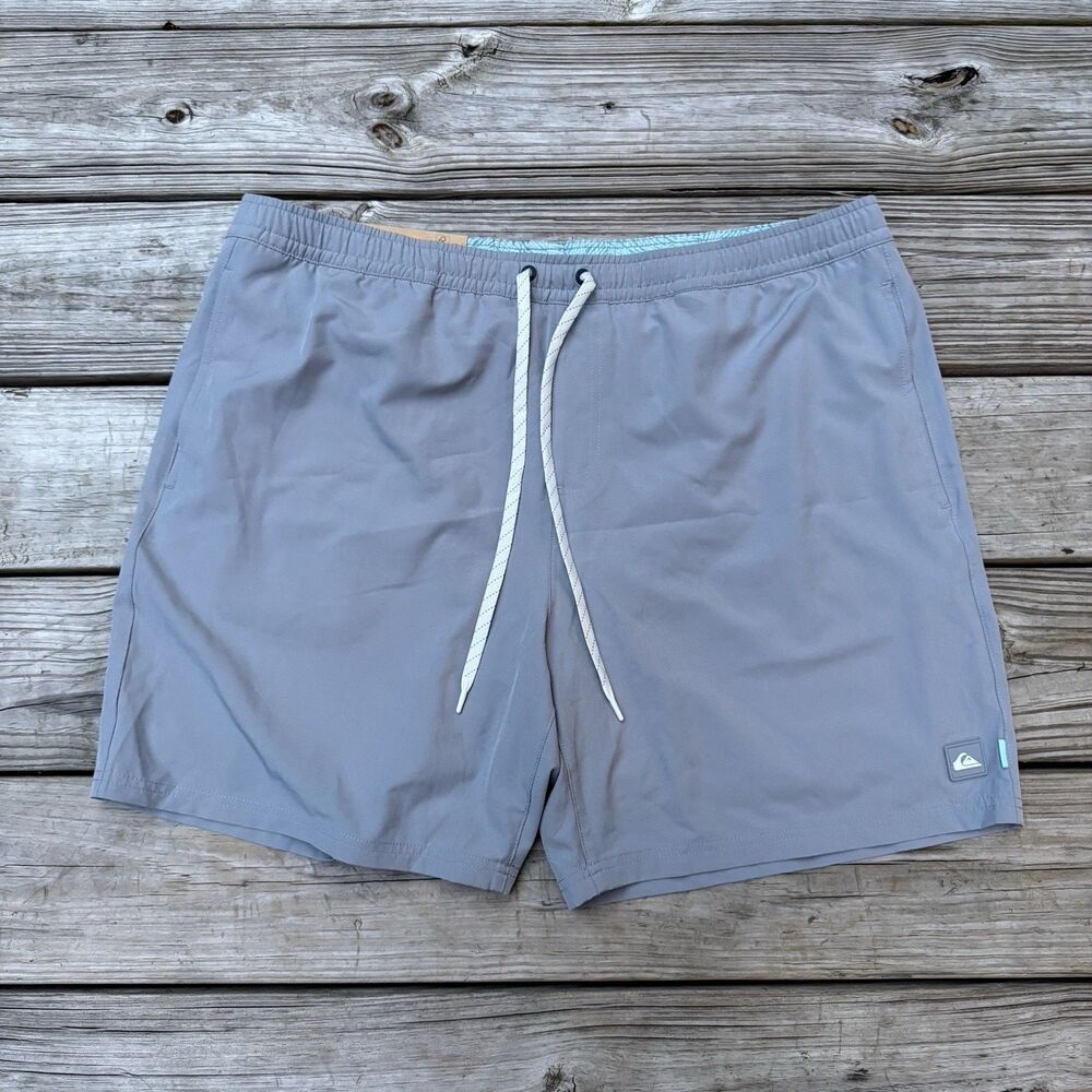 Quiksilver Men's Swim Volley Waterman Collection Active Short Gray Large Lined